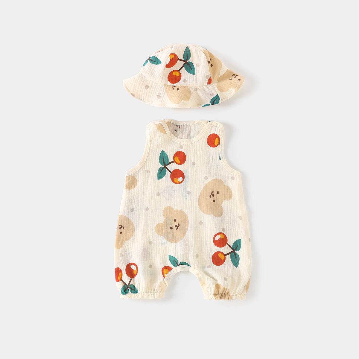Thin Pure Cotton Born Gauze Clothes Sleeveless Vest Garments Jumpsuit, Climbing Suit