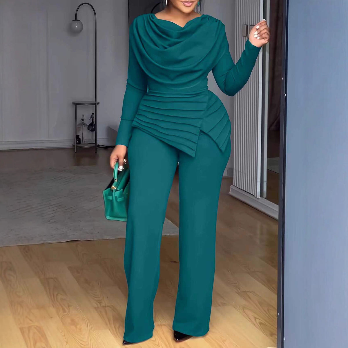 Charming Innovative Autumn Waist Bell-bottom Set Fashion Casual Suit
