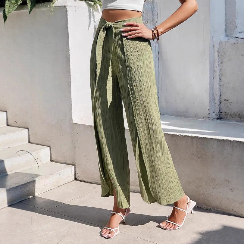 Women's Split Wide Leg High Waist With Casual Pants