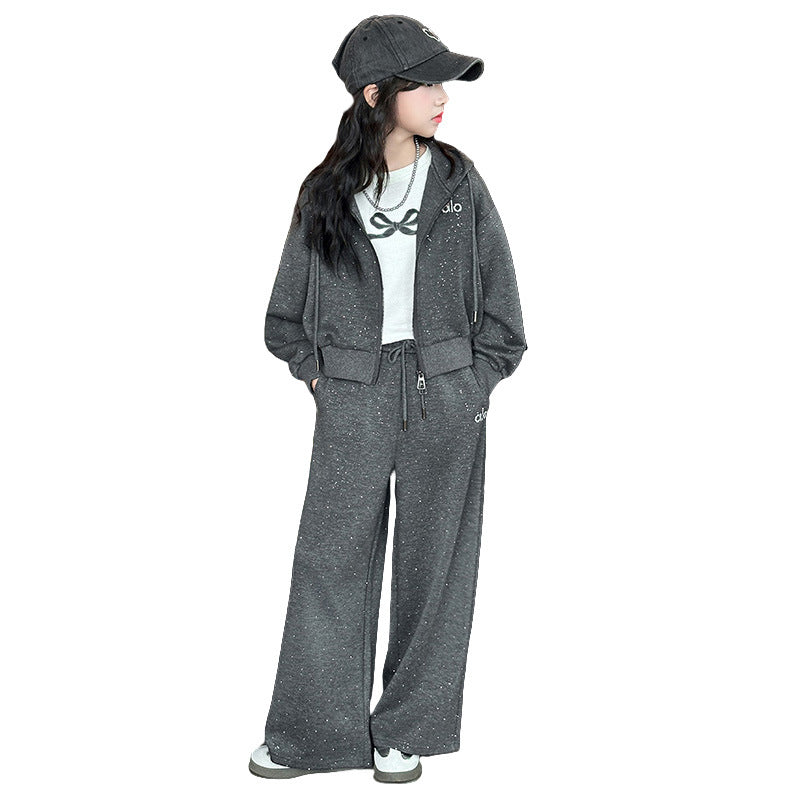 Style Starry Brick Feeling Fried Street Leisure Sports Baggy Coat Children's Suit