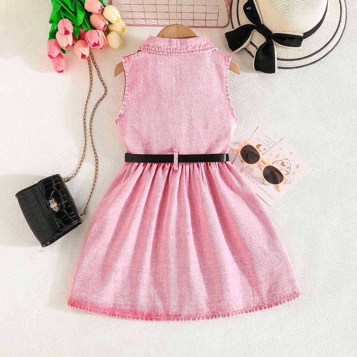 Summer Sleeveless Denim Belt Fashion Skirt Children's Dress