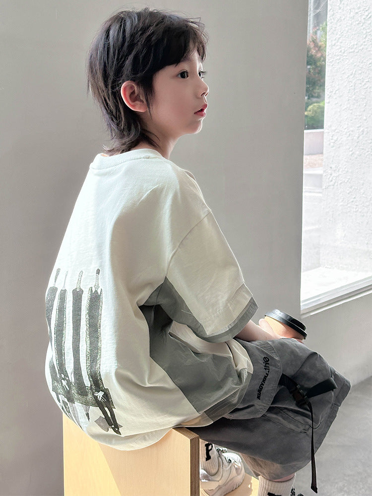 Children's Short-sleeved Summer Clothes Fashion Half Sleeve Older Cotton Tops Children's T-shirt