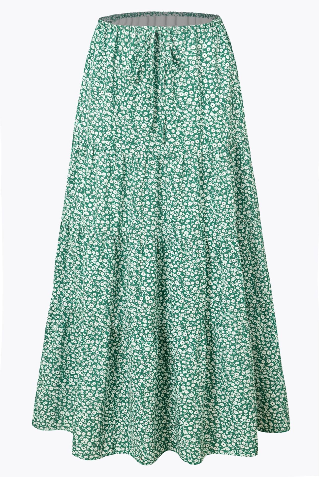 Women's Cotton High Waist Elastic Large Swing Loose Patchwork Long Skirts