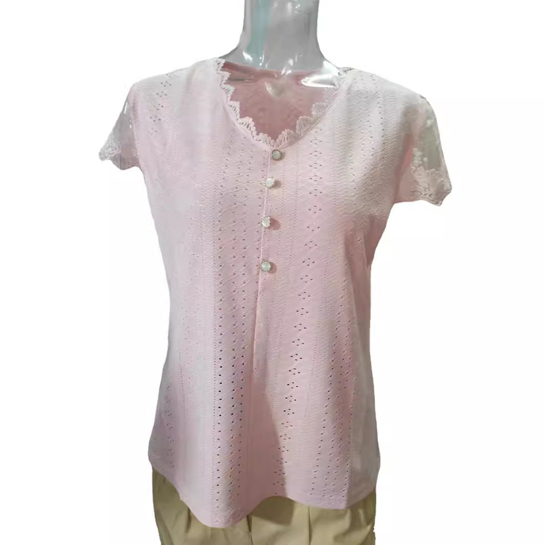 Charming Fashion Solid Color Sleeve T-shirt Tops