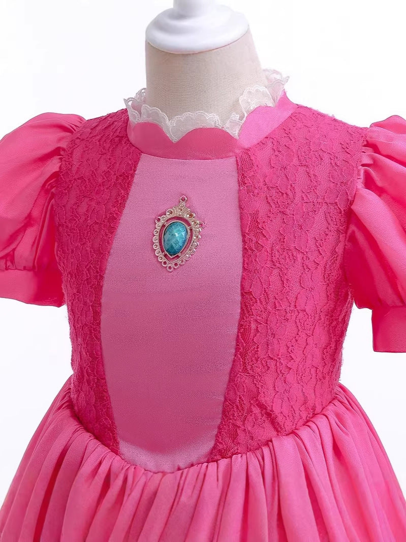 Children's Gown Bi Ji Princess Lace Stitching Puff Children's Dress