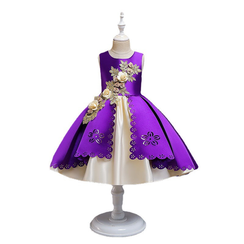 Children's Full Flower Princess Puffy Performance Wear Children's Dress