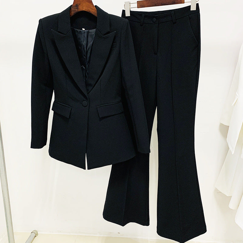 One Button Cloth Cover Mid-length Bell-bottom Fashion Casual Suit