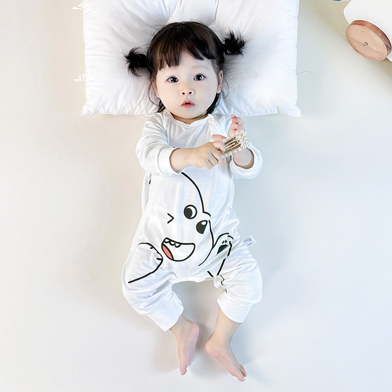 Conditioning Clothes Born Modal Breathable Long Sleeves Pajamas Jumpsuit, Climbing Suit