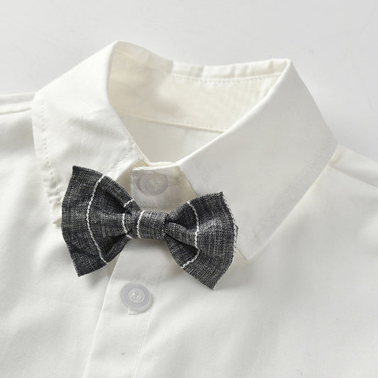 Men's & Children's Summer Striped Vest Short-sleeved Shirt Casual Shorts Three-piece Korean Children's Suit