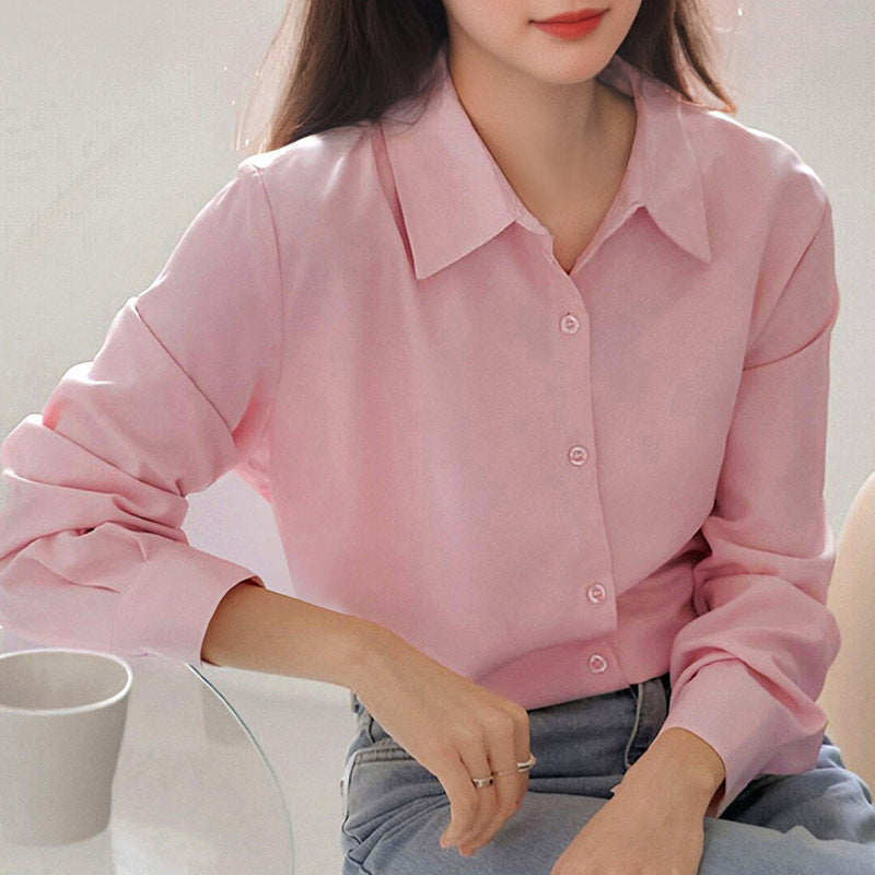 Women's Long-sleeved Shirt Korean Loose White Collar Blouse