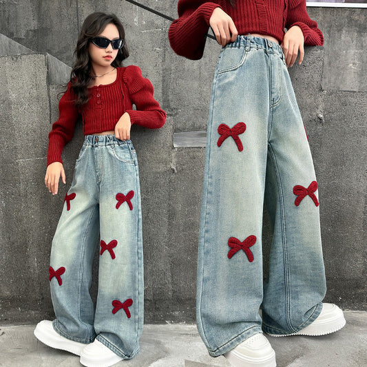 Children's Jeans Spring Medium Large Long Children's Pants
