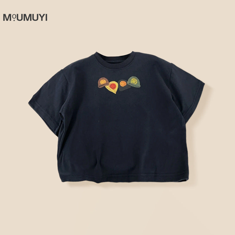 Children's Clothing Summer Korean Printed Short-sleeved Loose Casual Fashionable Round Collar Children's T-shirt