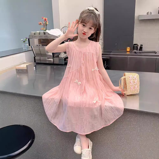 Children's Floral Summer Big Loose Sleeveless Vest Western Style Children's Dress