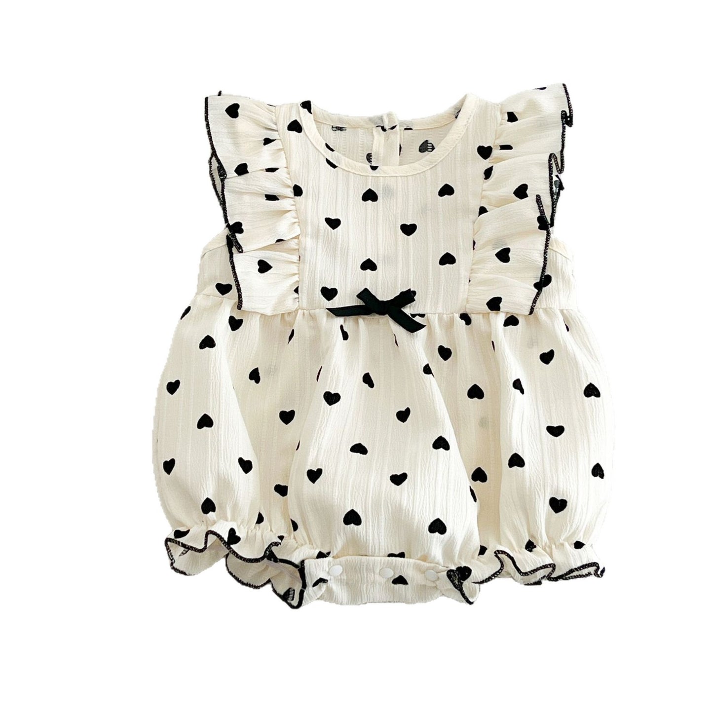 Korean Style Jacquard Dotted Prints Romper Infant Toddler Cute Flounced Jumpsuit, Climbing Suit