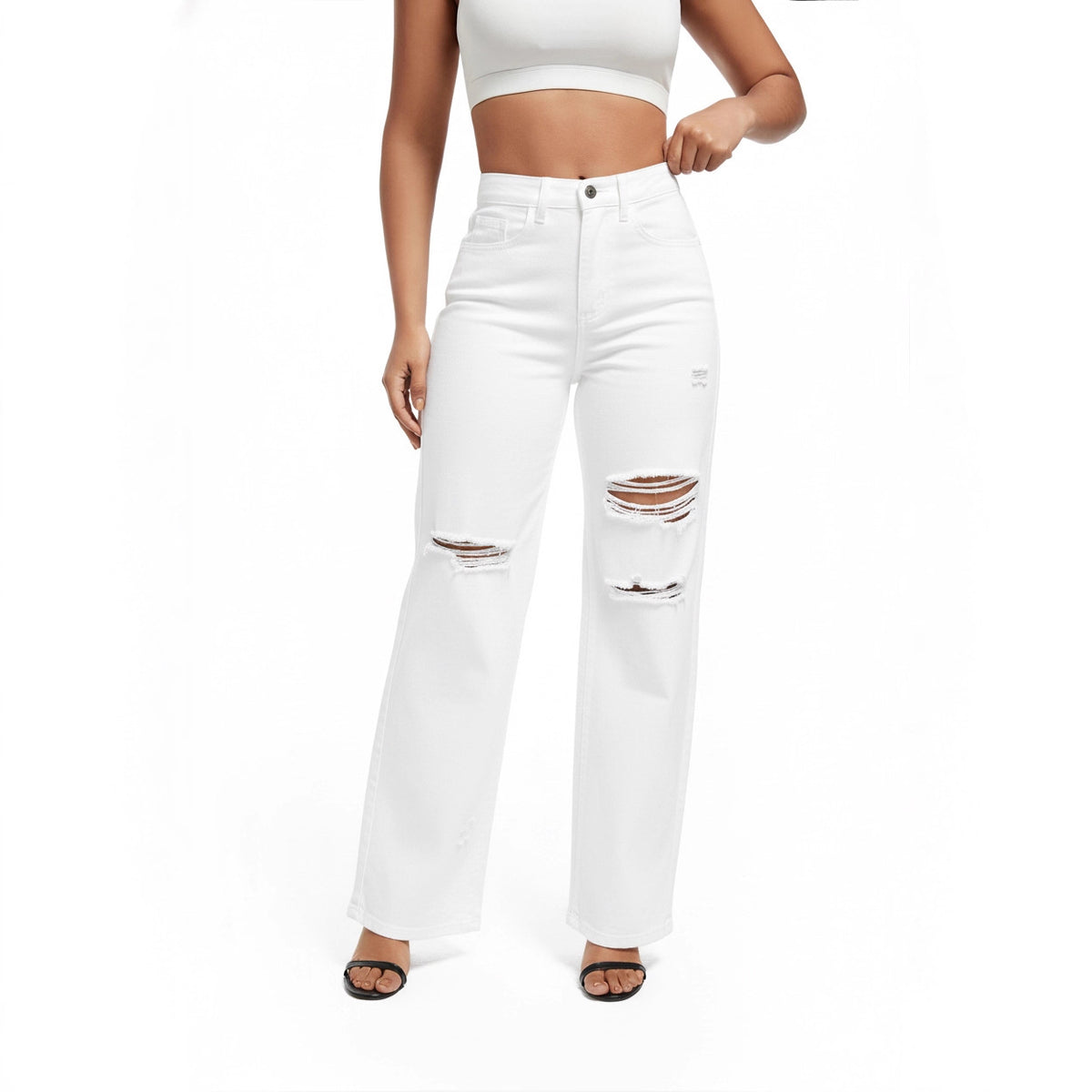 Women's Denim Trousers Washed Straight Trend Long Women's Jeans