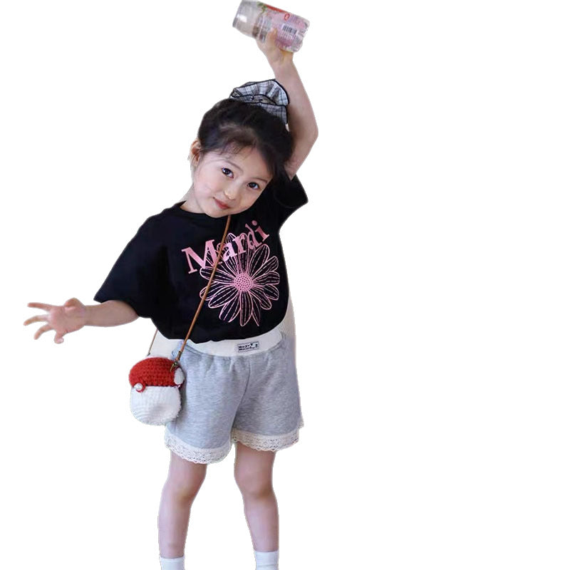 Children's Short-sleeved Western Style Fashion Daisy Blue Super Children's T-shirt