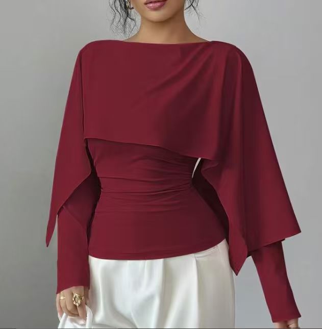 Style Black Round Neck Cape Design Lightly Mature Slimming Shorts