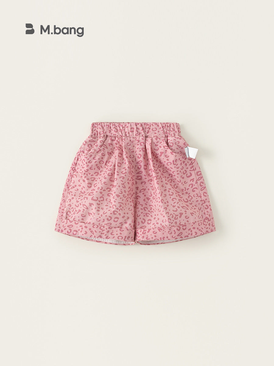 Children's Pink Leopard Print Hot Loose Fashionable Outer Children's Pants
