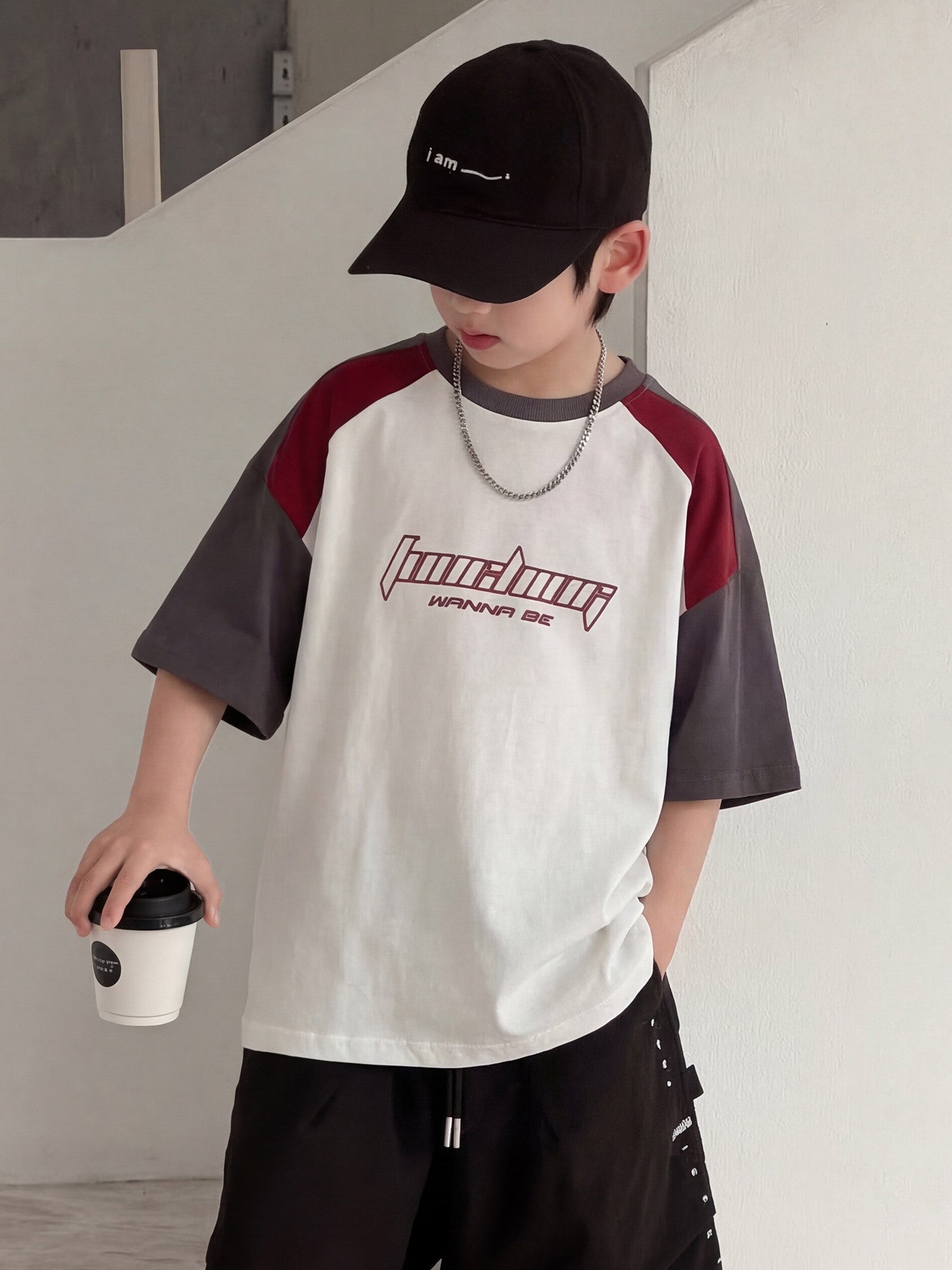 Children's Boy's Short-sleeved Cotton Summer Trendy Clothing Middle Big Children's T-shirt