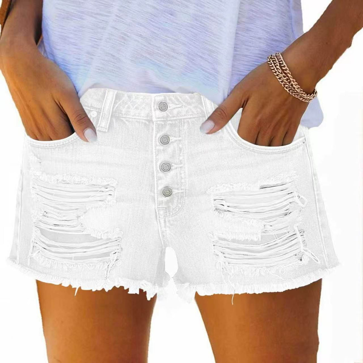 Hole Flow Fashion Baggy Denim Female Women's Jeans