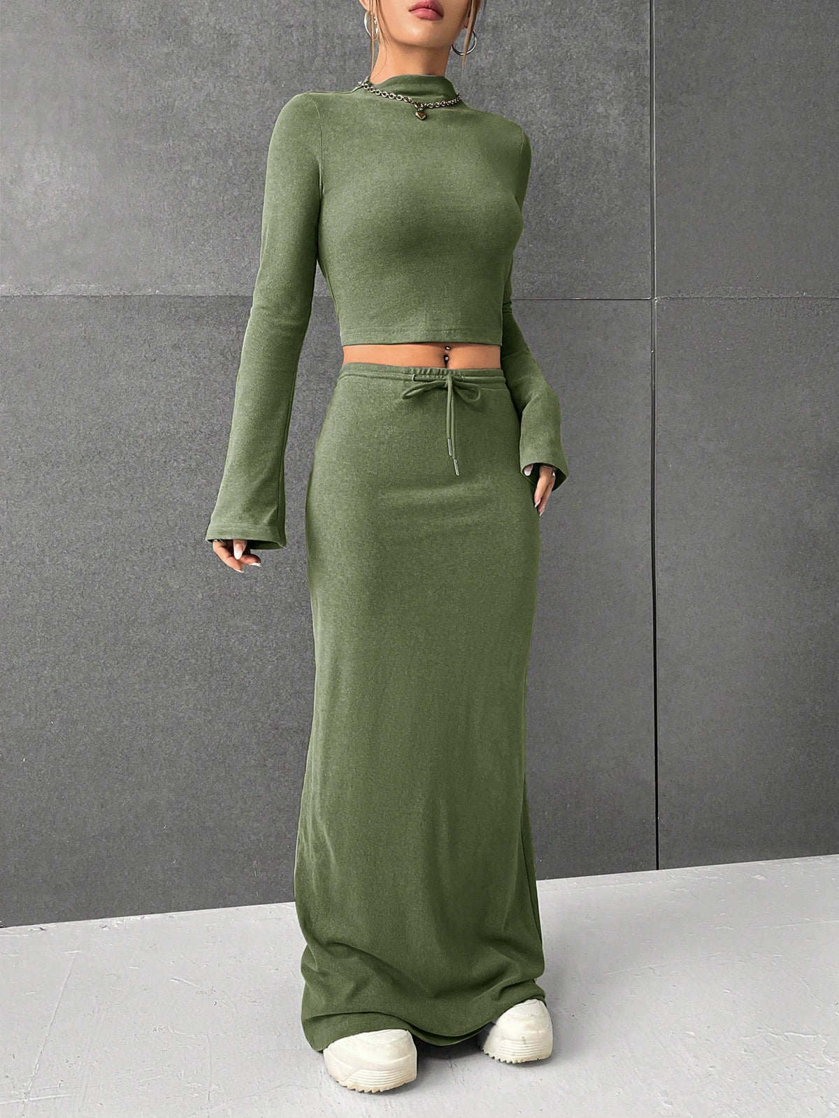 Women's Solid Color Long Sleeve Slim Base Suits