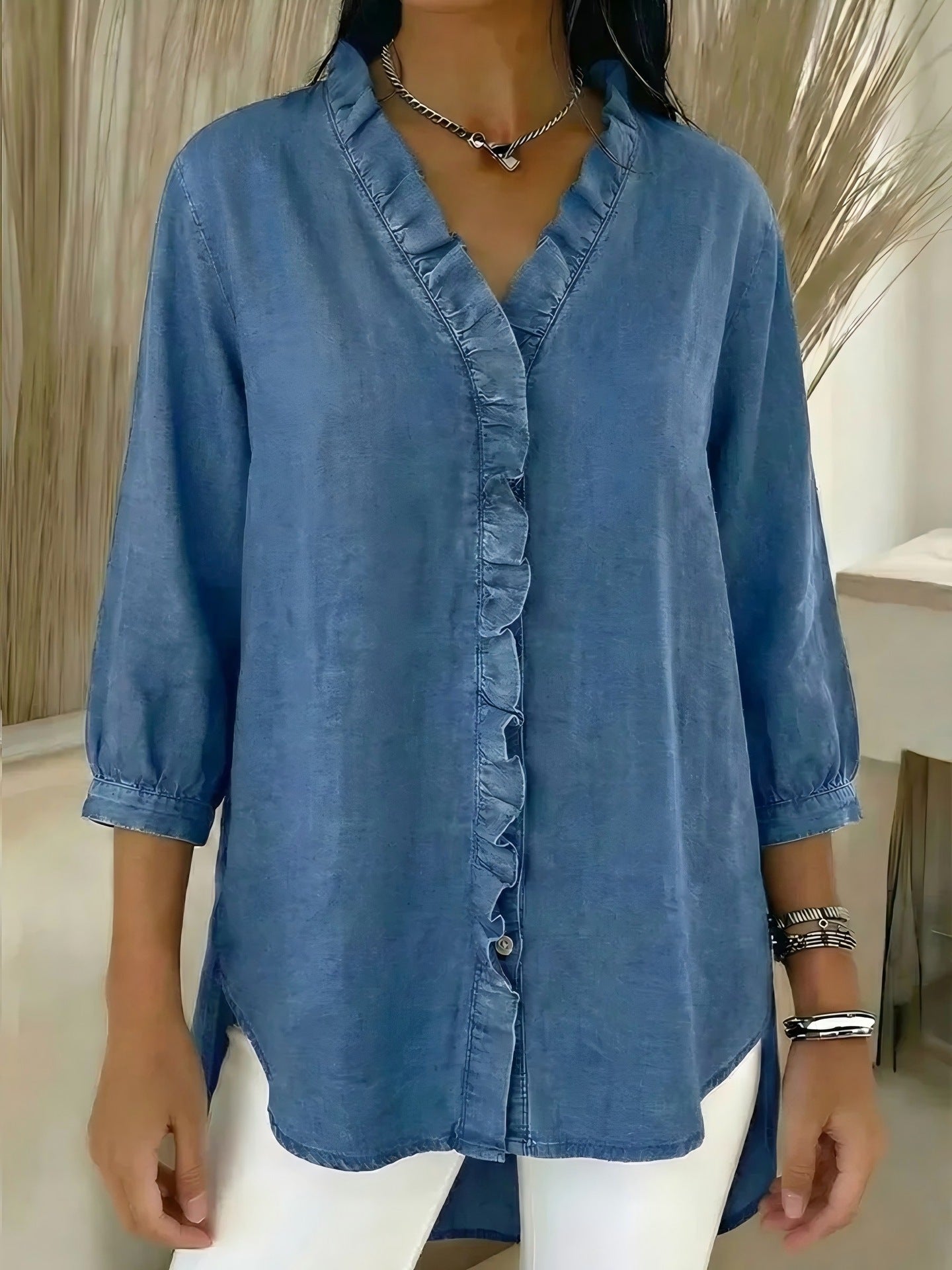 Classy Cool Women's Casual Flounce Shirt Tops