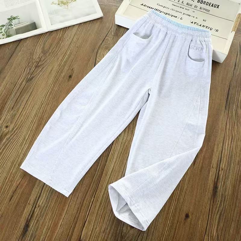 Women's Summer High Waist Stitching Casual Embroidery Children's Pants