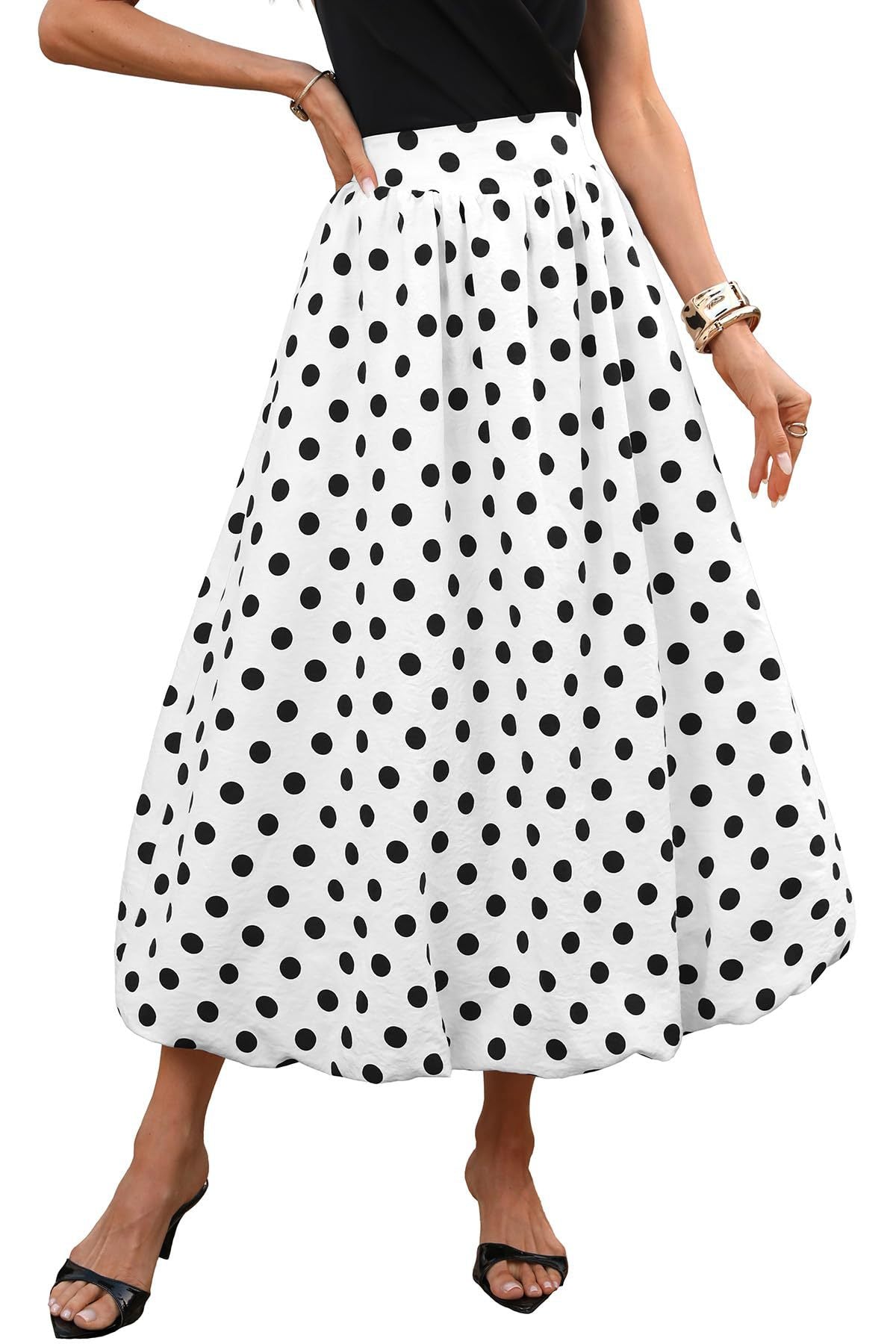 Women's Elastic Waist Fluffy Hem Bubble Skirt