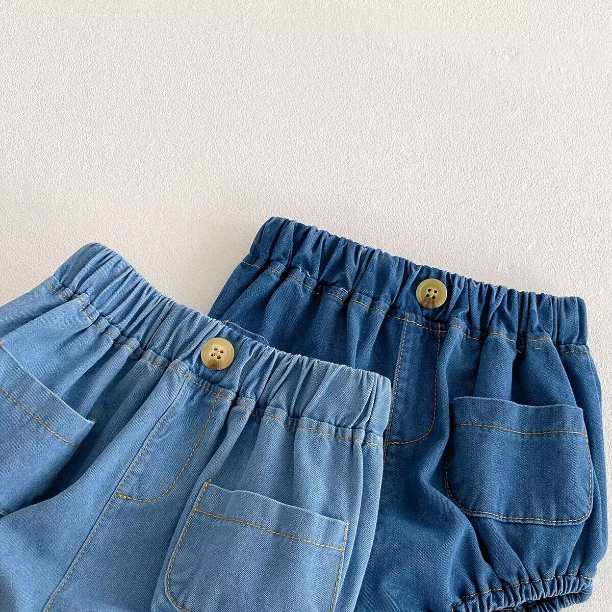 Children's Summer Korean Style Denim Shorts Male Female Front Pocket Large Children's Pants