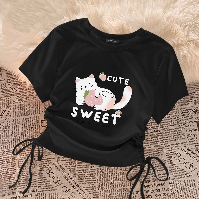 Children's Summer Western Style Thin Medium Big Drawstring Children's T-shirt