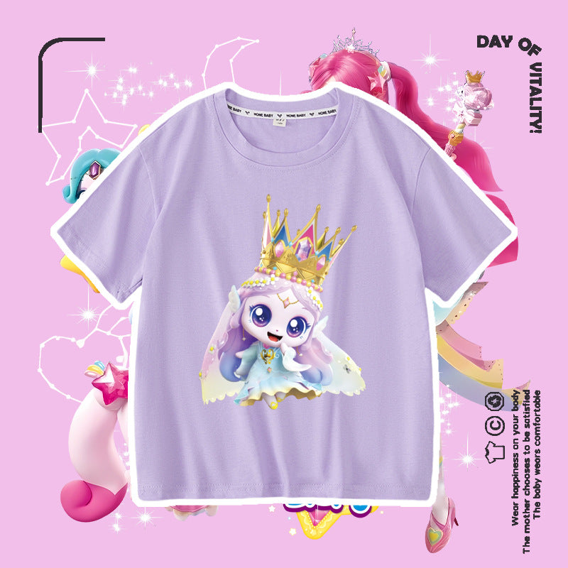 Short Sleeve Summer Fashionable Round Neck Cotton Children's T-shirt