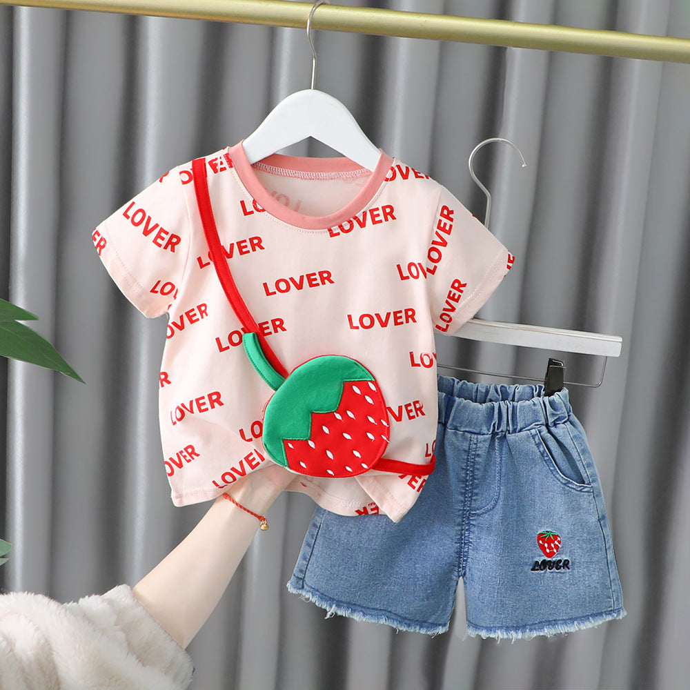 Summer Clothing Clothes 2 Infant Fashionable Cartoon Short Sleeve Two-piece Children's Suit