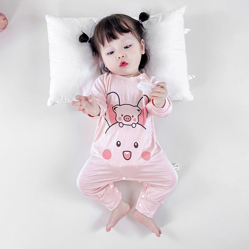 Conditioning Clothes Born Modal Breathable Long Sleeves Pajamas Jumpsuit, Climbing Suit