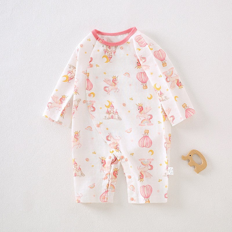 Bamboo Cotton Fiber Air Conditioning Clothes For Babies Class Gauze Jumpsuit, Climbing Suit