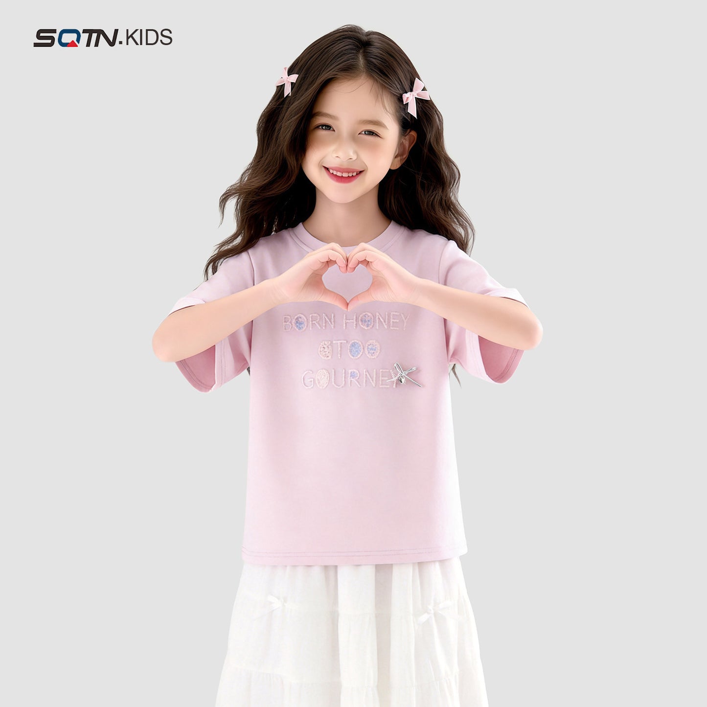 Children's Short-sleeved Summer Sequined Clothing Middle Big Top Half Sleeve Pure Children's T-shirt