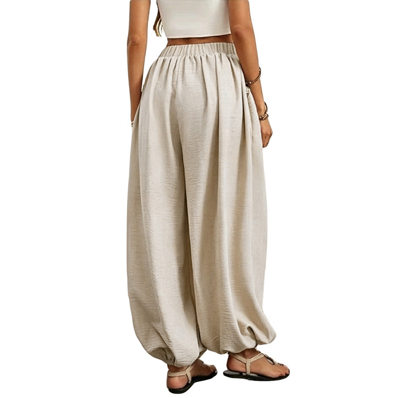 Women's Beach Vacation Style High Waist Pocket Comfortable Casual Pants
