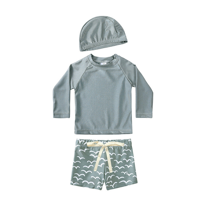 Children's Summer Long Sleeve Split Style Swimsuit Boys Boy Sun Protective Children's Suit