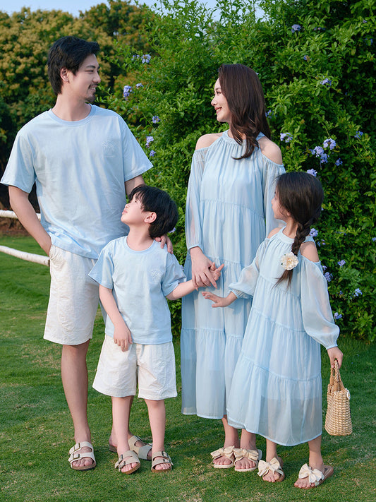 Beach Dress Seaside Vacation Style Mother Daughter Family Parent-child Outfit