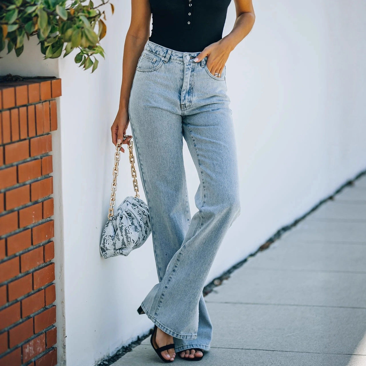 Autumn Water Wash Slit Strict Selection Temperament Denim Trousers Pants