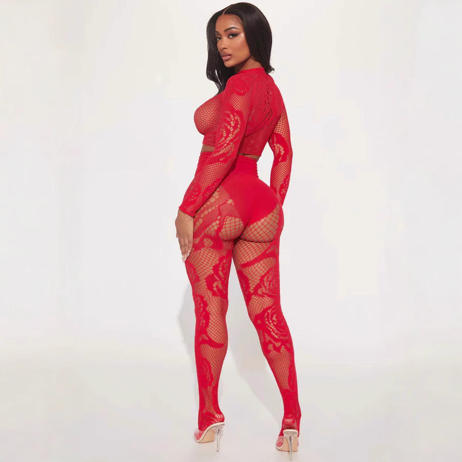 Women's Exposed Navel Body Stocking High Elastic Sexy Slim Fashion Casual Suit