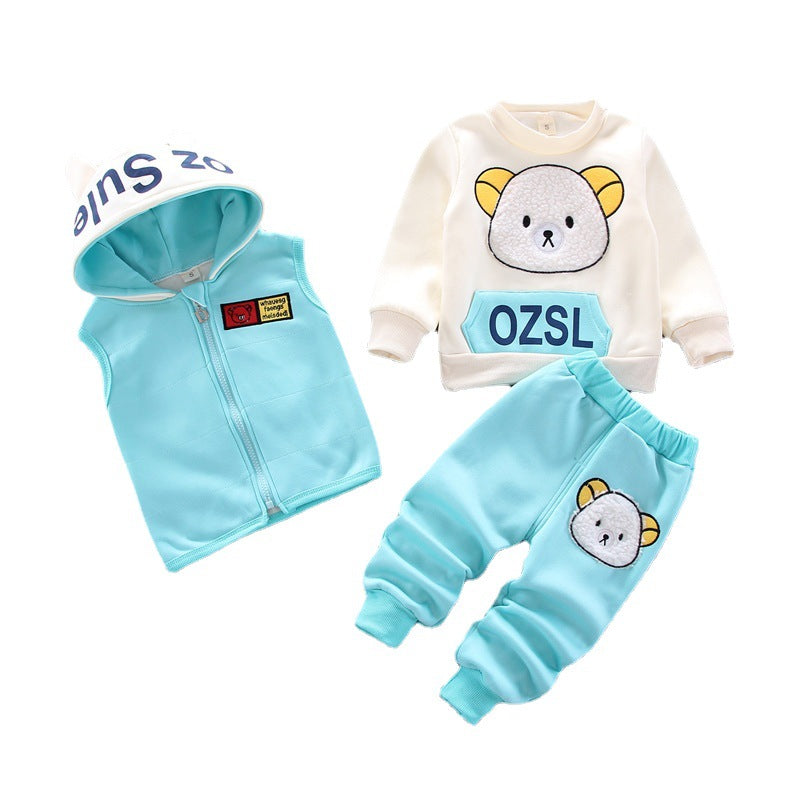 Children's Fleece-lined Clothing Three-piece Winter Clothes Children's Suit