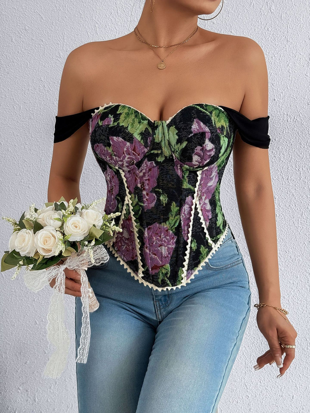 Retro French Jacquard Oil Painting Sense Small Vest/suspenders/tube Top
