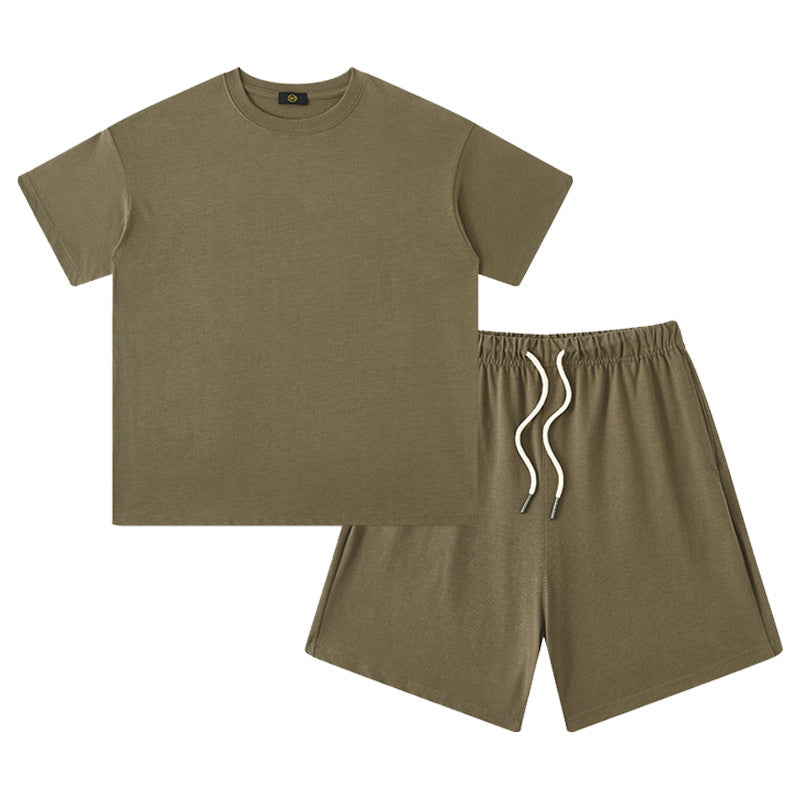 Women's & Men's Clothing Earth Color Heavy Short Sleeved T-shirt Children's Suit