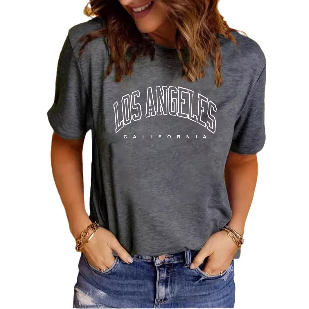 Women's Summer Printed Round Neck Sleeve Casual Women's T-shirt