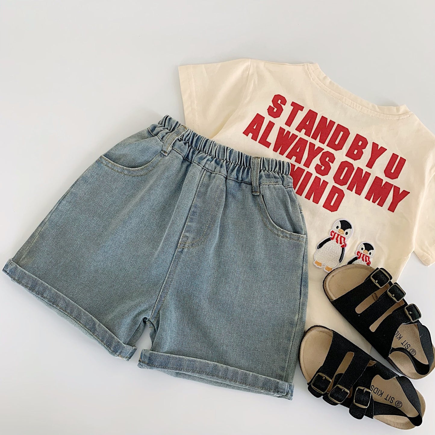 Children's Denim Shorts Summer Boys Solid Color Loose Bermuda Boy Children's Pants