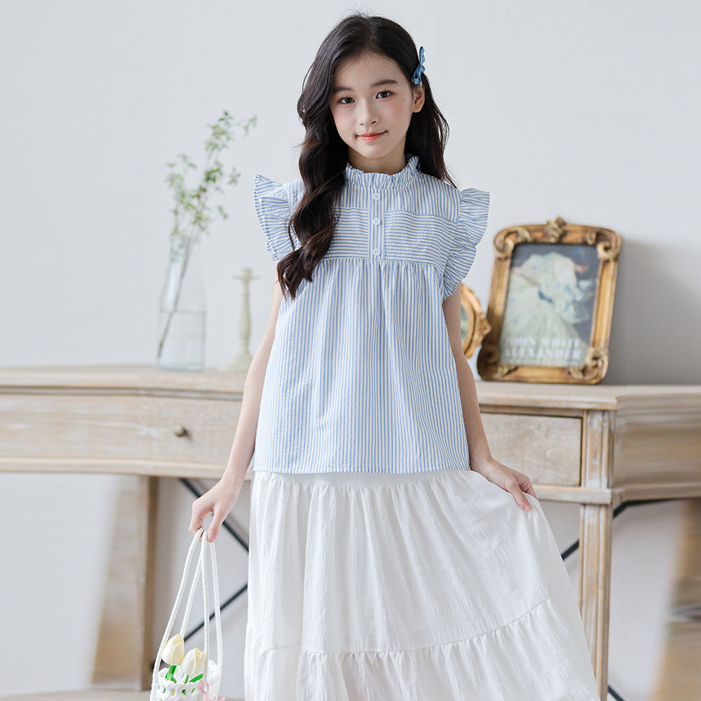 Children's Medium Large Dress Versatile Casual Skirt Clothing Midi Children's Suit