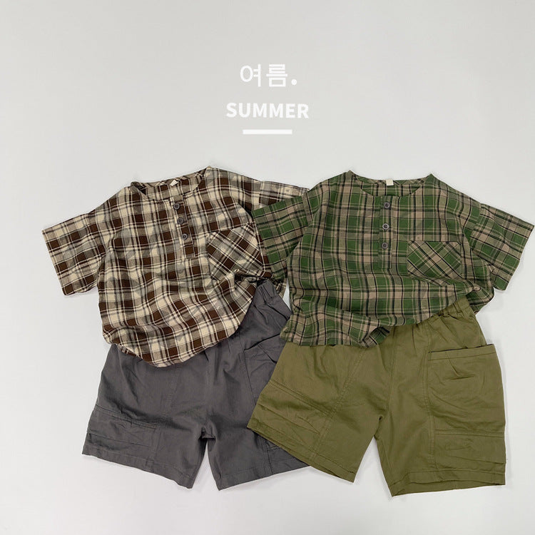 Children's Overalls Summer Middle Boys Casual With Pocket Shorts Fashionable Children's Pants