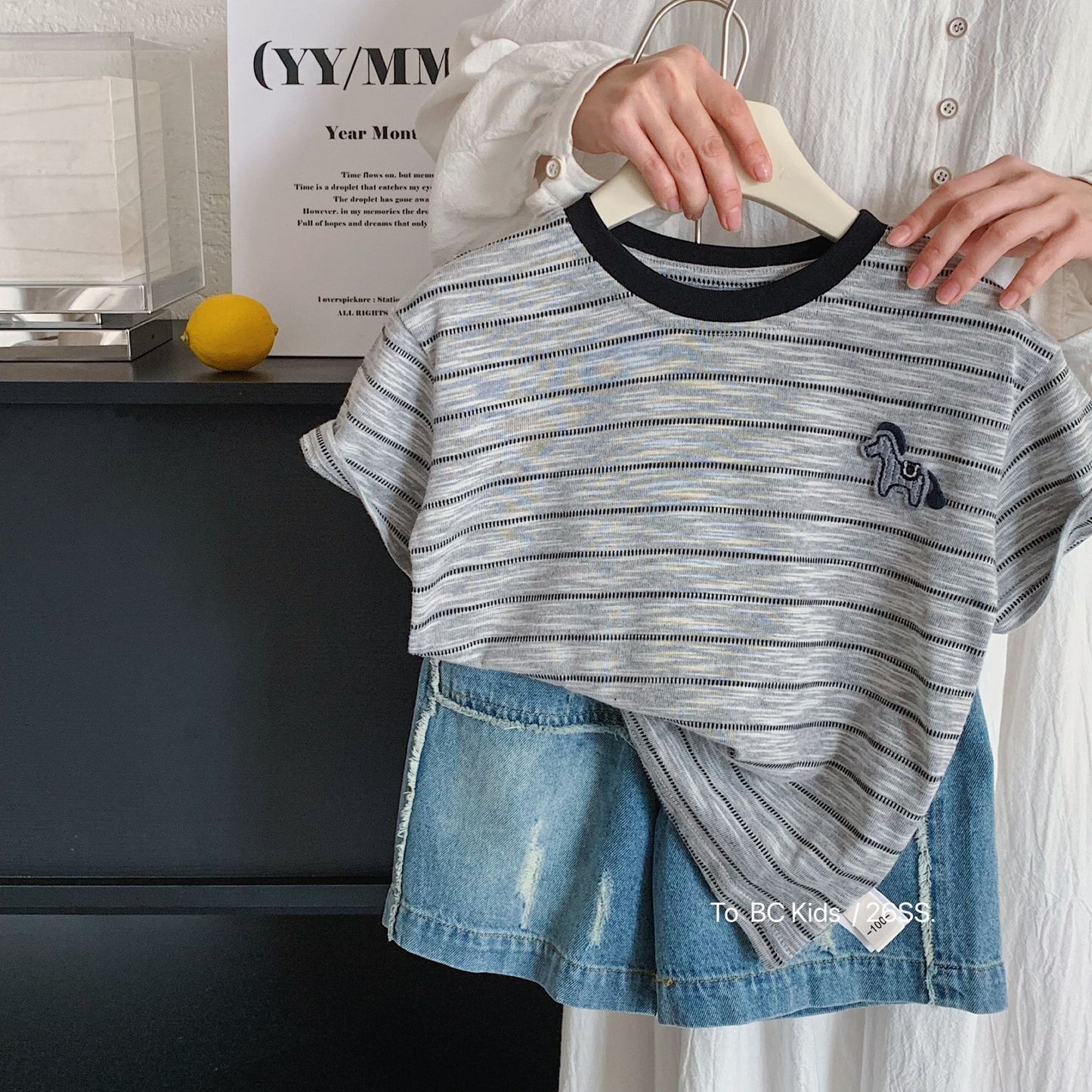Children's Boy's Short-sleeved Summer Korean Style Striped Pullover Thin Top Boys Children's T-shirt