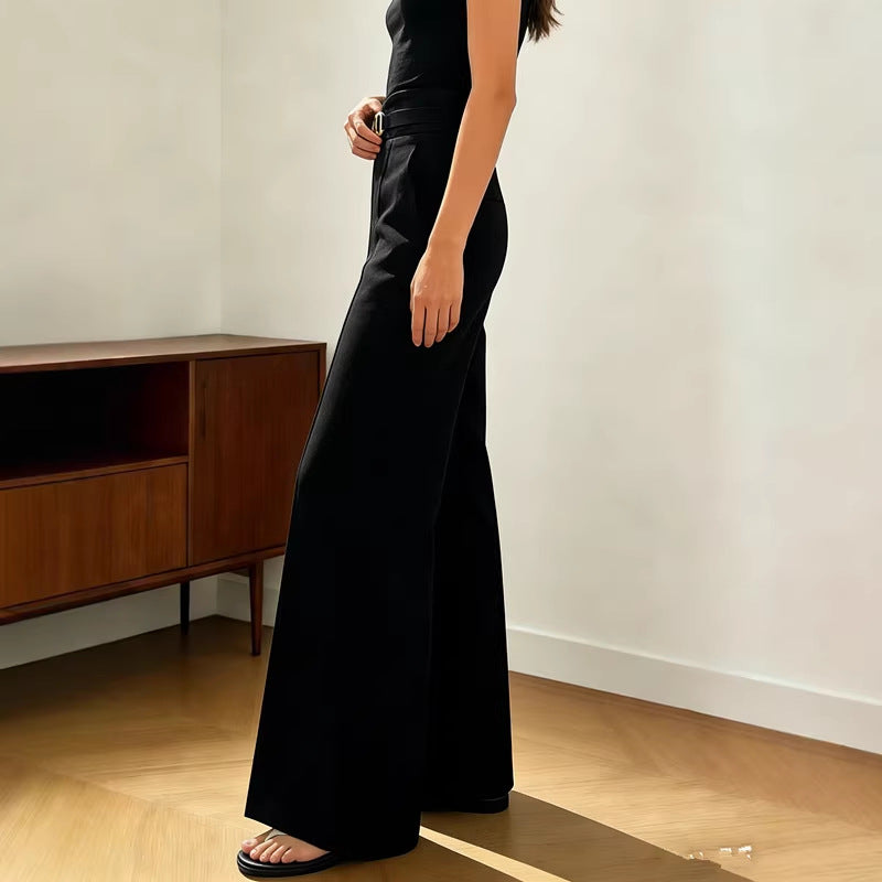 High Waist Lady Temperamental Draping Professional Commute Style Wide Casual Pants