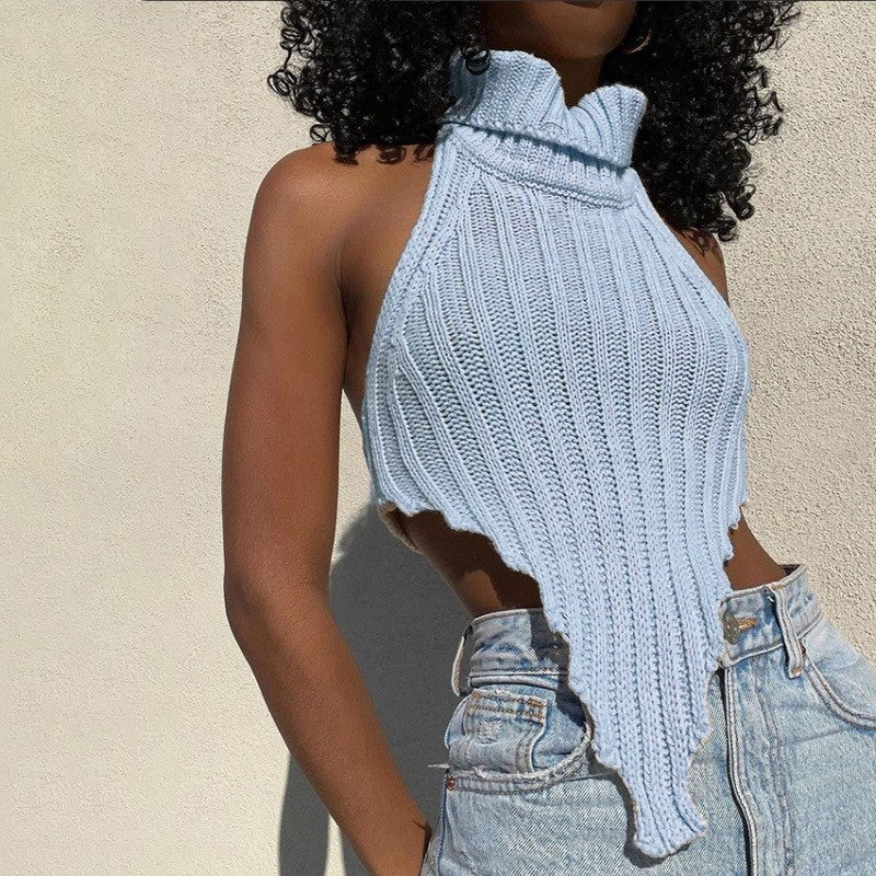 Women's Irregular Backless Woolen Can Wear Outside Small Vest/suspenders/tube Top